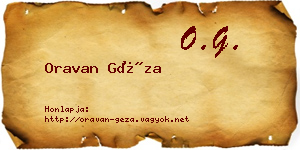 Oravan Géza névjegykártya